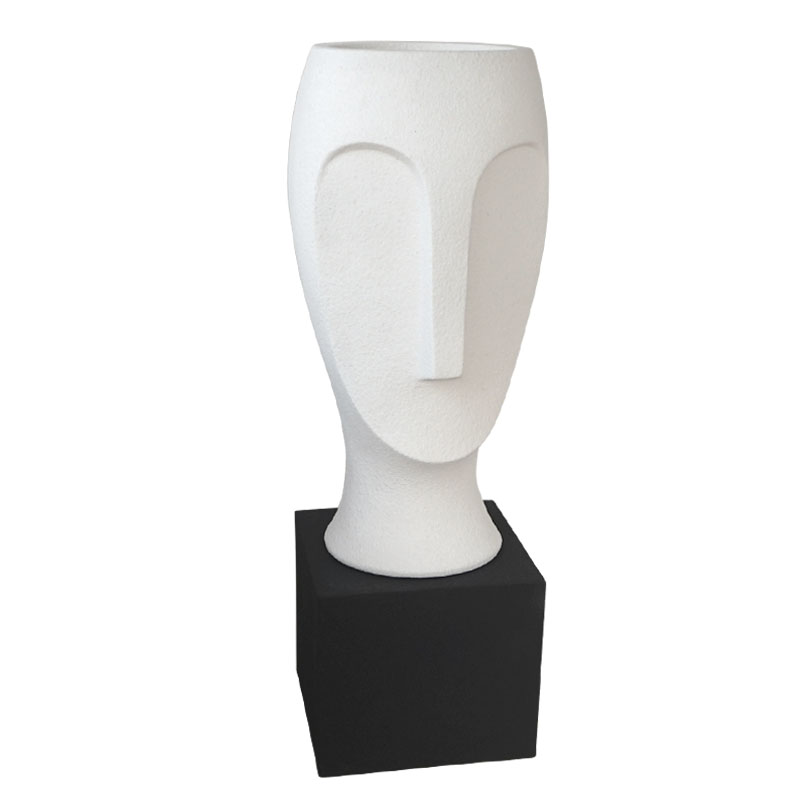 FIBERGLASS ΚΑΣΠΩ ΠΡΟΣΩΠΟ ΛΕΥΚΟ ΣΕ ΜΑΥΡH ΒΑΣΗ - 34x34x107cm 1/ΚΙΒ